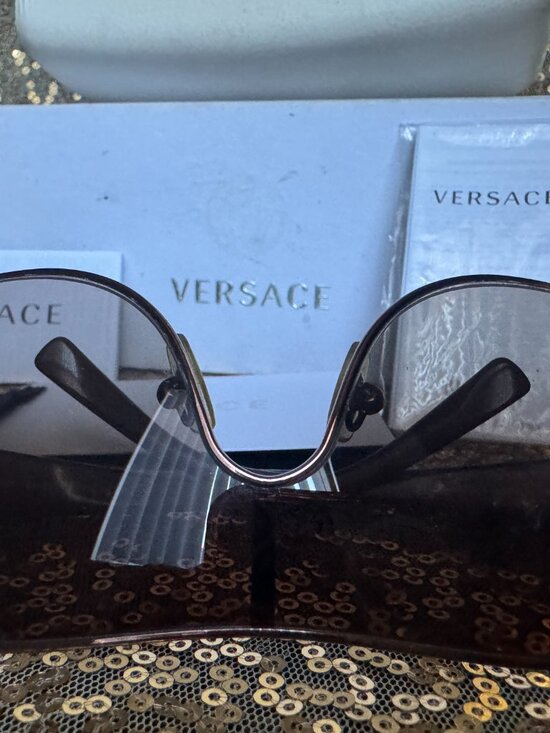 Versace Oversized Shield Sunglasses Brown Tortoise Frame Made in Italy main image 4